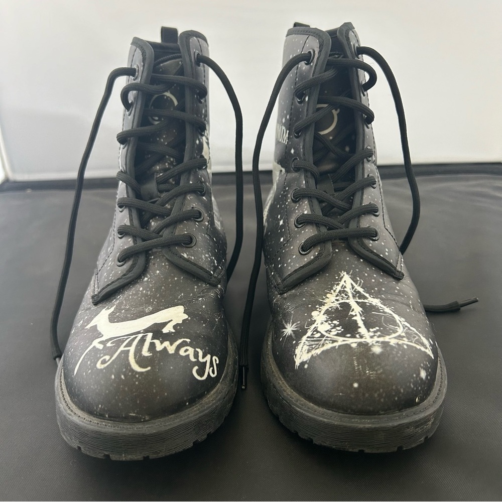 Harry Potter Black Combat Boots, Women’s Size 5.5
